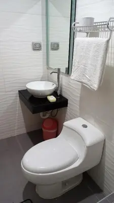 a bathroom with a white toilet and a sink at Hospedaje Dimar Inn in Lima