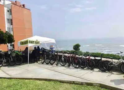 a row of bikes parked next to a building at Barranco Perfect Location - Apartament in Lima