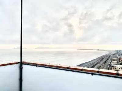 a view of the beach from a building at Exclusivo con vista panorámica al mar - Ocean View in Lima