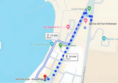 a map of the city of dubrovnik with the attractions at SG Paracas Hostel in Paracas