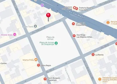 a map of manchester city centre with a red dot at Excelente ubicación! Bellas y cómodas habitaciones en el centro de Oxapampa in Oxapampa