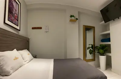 a bedroom with a bed and a television in it at Millennium Hotel Corporative in San Vicente de Cañete