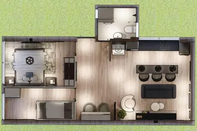 a floor plan of a small house at Apartamentos WANCA SUITES para 4, 5 y 6 huéspedes cochera muy cerca al Centro in Huancayo