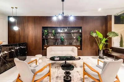 a living room with a couch and chairs and a table at Apartamento de estreno en Miraflores Gym/Piscina in Lima