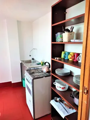 a kitchen with a stove and a sink at APARTAMENTO VISTA IMPERIAL II Mirador Panoramico in Cusco