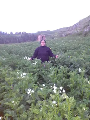 a person standing in a field of flowers at Casa Tejedora in Chinchero