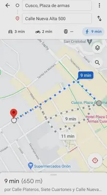 a screenshot of a google maps page with a map at Nico Homes in Cusco