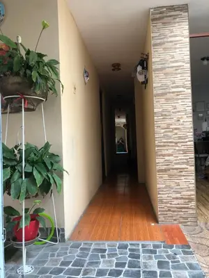 a hallway in a house with a plant at Pedraza house Airport in Lima