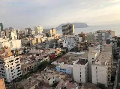 an aerial view of a city with buildings at Chic Miraflores AC HEATER 16th floor in Lima