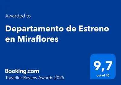 a blue sign with the words pentatomino de erinemore en michel at Departamento de Estreno en Miraflores in Lima
