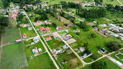 an aerial view of a small village with houses at La casa de Anni - Departamento 1 in Oxapampa