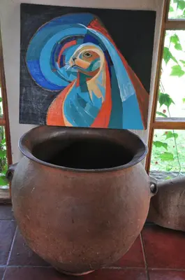 a painting of a painting of a phoenix at Valle Dorado Lodge in Cusco