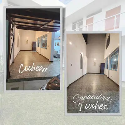 a collage of two photos of a hallway in a building at Casa de Campo El Huerto in Lima