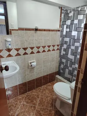 a bathroom with a toilet and a sink at Conquistador Hotel in Cusco