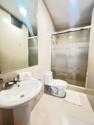 a white bathroom with a sink and a toilet at Rig Vêda Hotel in Lima