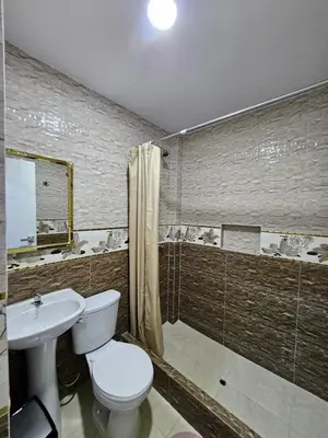 a bathroom with a toilet and a sink and a shower at Hotel Sumac Samari in Puquio