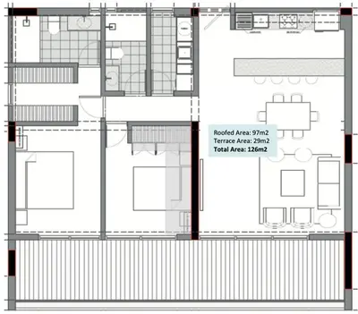 a floor plan of a house at Aldea 2BR TVs, KamadoBBQ for 6, Gym,Pool and Cowork in Paracas