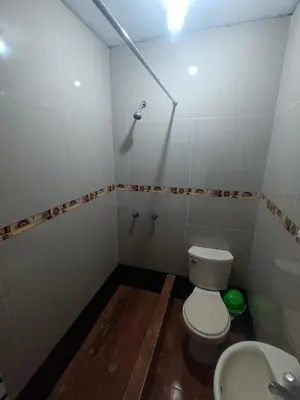 a bathroom with a white toilet and a sink at HOSPEDAJE JOVITa in Lima