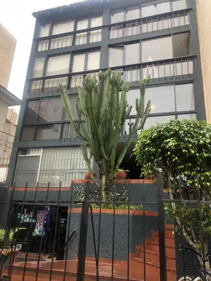 a cactus in front of a building at Departamento en corazón de Miraflores in Lima