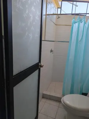 a bathroom with a shower and a toilet at Habitaciones en la Casa de Dora, 4to y 5to piso in Ayacucho