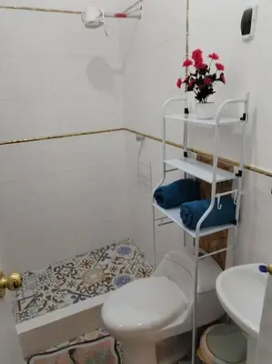 a small bathroom with a toilet and a sink at Cori Wasi in Cusco