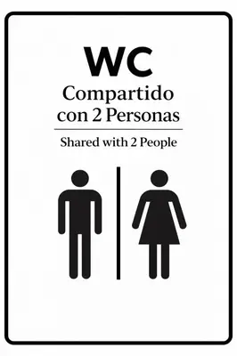 a sign with a man and a woman at Habitación Baño Compartido en Departamento Compartido in Lima