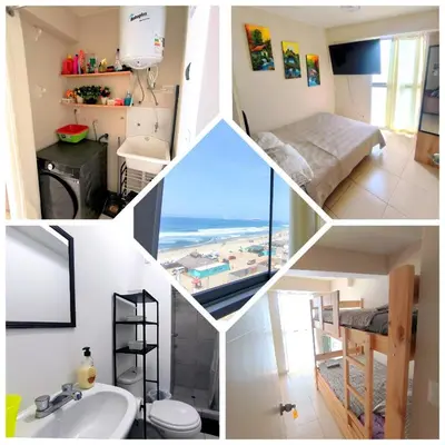 a collage of four pictures of a room at Departamento Playa Arica - Lurín in Lurín
