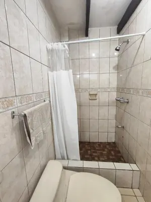 a bathroom with a shower with a toilet in it at Amplia habitación independiente con baño privado in Lima