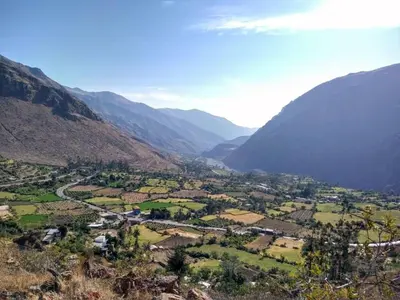 a view of a valley in the mountains at Casa Qantu Huaytará in Huaytará