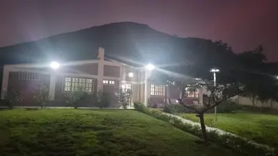a house at night with lights in the yard at Country house in Pachacamac in Lima