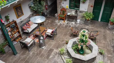 an overhead view of a patio with chairs and a table at La Casona Real Cusco in Cusco