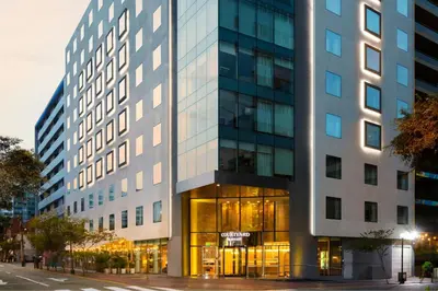a tall building on a city street at Courtyard by Marriott Lima Miraflores in Lima