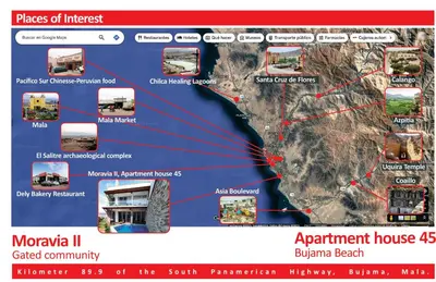 a map of the southern perimeter of argentinianuador at Casa de playa Bujama, Mala, Asia, Lima, Moravia II in Bujama Baja
