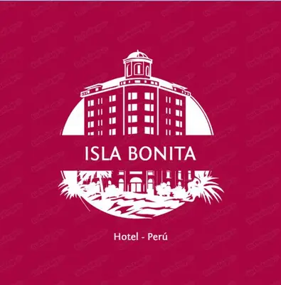 a logo of a hotel on a red background at hospedaje isla bonita Perú in Huachipa Hacienda