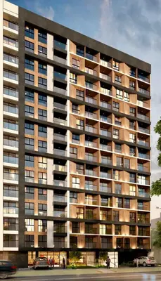 a large building with cars parked in front of it at Art28 Studio Apartment in Lima