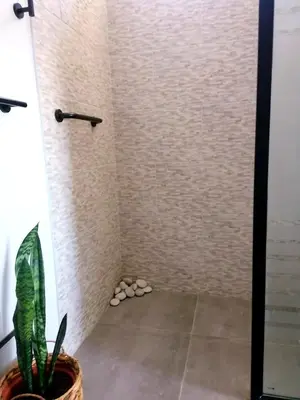 a shower with a plant in a bathroom at Hotel Sol de Ocucaje #4 in Ica