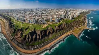 an aerial view of a city next to the ocean at Chelovirock- Luxury Penthouse Great Location in Lima