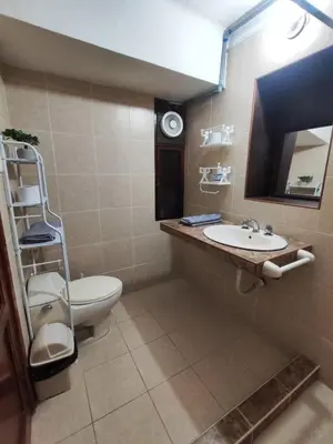 a bathroom with a toilet and a sink at Habitación céntrica con vistas Larco in Lima