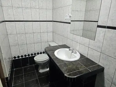 a bathroom with a sink and a toilet at Hotel Atenas in Lima