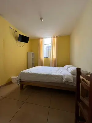 a bedroom with a large bed and a window at Paracas Ayni in Paracas