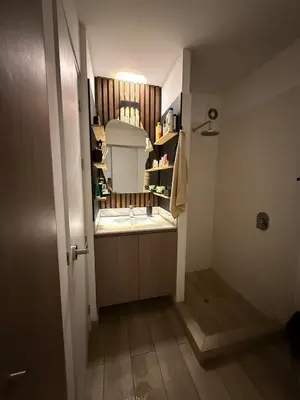 a small bathroom with a sink in a room at Rest and comfort in San Isidro in Lima