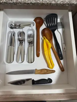 a drawer filled with utensils in a kitchen at Apartment in La Victoria in Lima