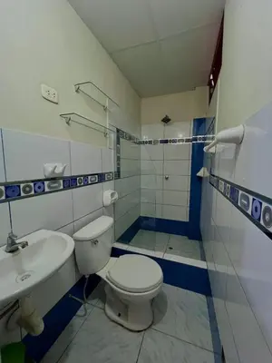 a bathroom with a toilet and a sink at Habitación premium y moderna in La Merced