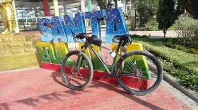 a bike parked in front of a bench at Casa de Campo en Santa Eulalia in Santa Eulalia