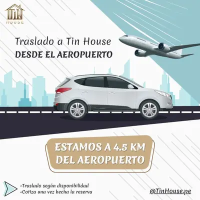 an advertisement for a car on a highway with an airplane at Amanecer Refugio Ideal Cozy Retreat in Los Olivos in Lima