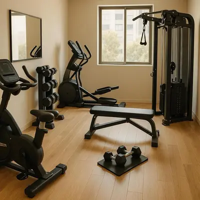a gym with several exercise equipment in a room at Suite Ocean View con WiFi San Miguel 1502 in Lima