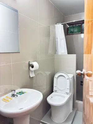 a bathroom with a white toilet and a sink at Hotel Litan Machu Picchu in Machu Picchu