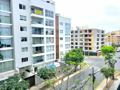 an overhead view of a building with trees and a street at E Malecon Balta Queen Bed Larcomar Zone 3B 501 in Lima
