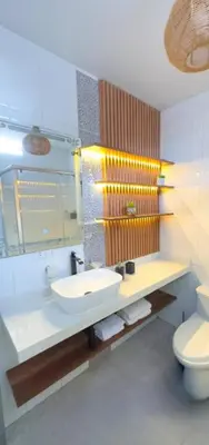 a bathroom with a sink and a toilet at Lovely Apartment-Punta Hermosa in Punta Hermosa