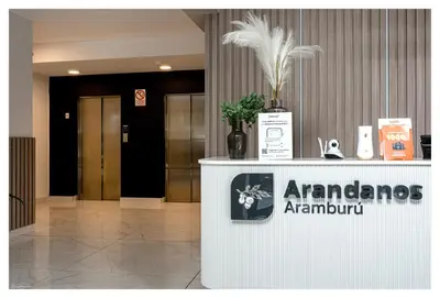 a sign for an entrance to an amazon amazon amazon amazonazon at Fantastic New Apartment with Rooftop Pool and Gym in San Isidro in Lima